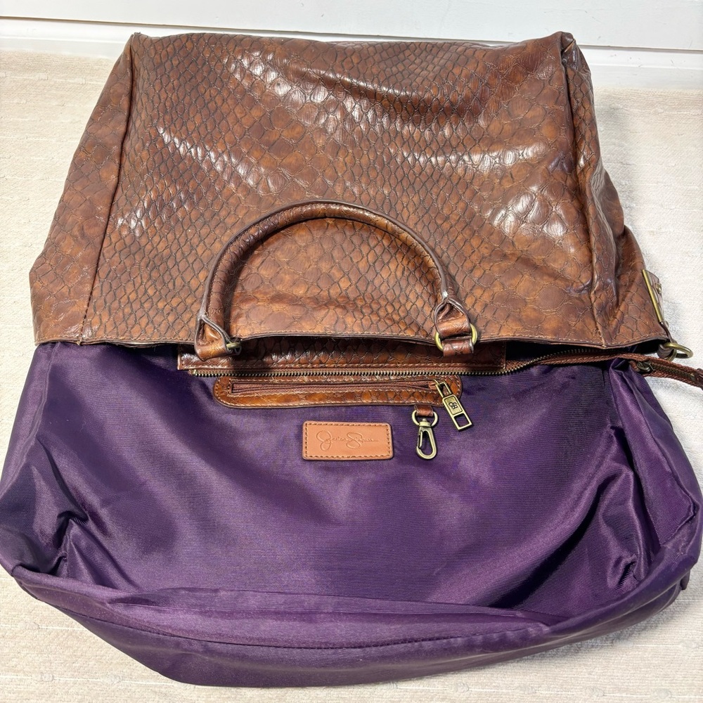 Jessica Simpson Vintage‎  Leather Brown & Purple Bag, Shoulder Bag - Picture 6 of 16